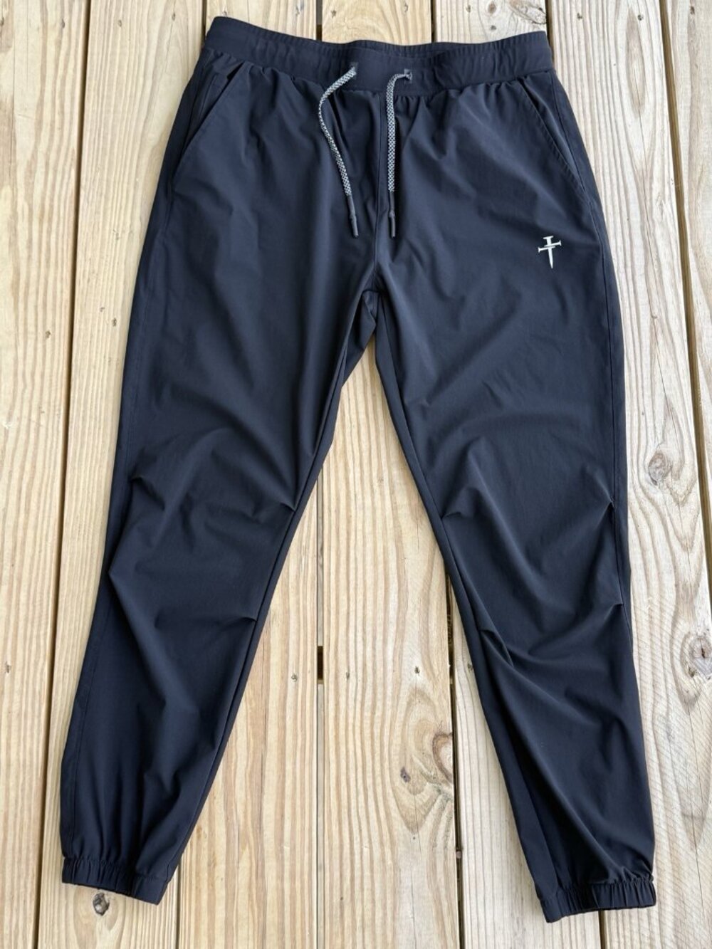 Three Nails Performance Athletic Joggers Men Size XL Black Lightweight Christian